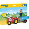 PLAYMOBIL 1.2.3 6964, Trattore con Rimorchio, dai 18 Mesi