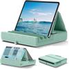 KDD Supporto cuscino per tablet, KDD Supporto pieghevole per iPad per grembo, letto e scrivania - Dock per tablet con tasca e supporto per iPad Pro 12.9, 10.5, Air Mini 6 5 4 3, Kindle, E-Reader, Verde