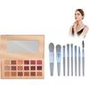 Beslibate Set di 18 ombretti opachi e brillanti con astuccio per pennelli da trucco, contenente 18 tonalità di ombretti, altamente pigmentati, a lunga tenuta, tonalità terra rosa deserto, Foundation