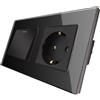 CNBINGO M1-P101 + M1-P111 interruttore a bilanciere singolo con presa Schuko singola | nero - molto buono