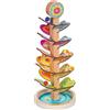 goki 53762 - Cascata sonora The Sound of My Heart, pista per biglie in legno con ali sonori e 3 biglie di vetro, grande pagoda sonora da 40 cm, dai 3 anni in su