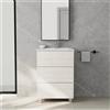 Parama Mobile bagno a terra 70cm tre cassetti push&pull frassino con lavabo bianco lucido | Yaku