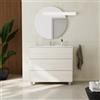 Parama Mobile bagno a terra 90cm tre cassetti push&pull frassino con lavabo bianco lucido | Yaku