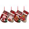 pclapora 4 Pezzi Calze Natalizie, Calza di Natale da Personalizzato, Calze Natalizie da Appendere, Decorazioni Calza di Natale Camino, Regali di Capodanno Sacchetti Regalo Personalizzati