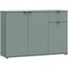 Forte Casa Vital - Cassettiera Ganymede 231, 120 x 34 x 82 cm, 2 armadi interni con ripiani, 1 cassetto, ante a battente, piedini in plastica nera (verde salvia)