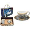 CARMANI - Tazza e piattino in ceramica con V. Gogh, fiore di mandorla 100ml
