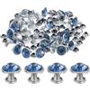 QUARKZMAN 60 Set Rivetti Cavi Strass, 10mm Piedini per Borse Cristallo Stud Borchie Rapido a Doppio Tappo per Artigianato Pelle Fai Da Te Tessuto Abbigliamento Cinture, Azzurro