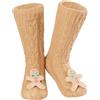 CityComfort Calze a Pantofola da Donna, Calzini Antiscivolo Donna in Caldo Pile, Calzettoni Invernali da Casa, Calze Natalizie Animali Divertenti Taglia Unica (Gingerbread)