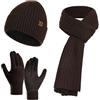 Cozyan Inverno 3 Pezzi Cappello di Lana Sciarpa Guanti Touchscreen Set Caldo Beanie Cappello Teschio Berretto Invernale Termico Berretto Sciarpa Touch Screen Guanti per Uomo Donna
