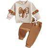 Geagodelia Completi Bambina 3D Bow Love Mamma Stampa Felpa Colore Solido Joggers Pantaloni Autunno Inverno Set di Vestiti Carino Neonata