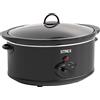Strex Slowcooker 6.5L - Pentola Interna Vetroceramica Rimovibile - Funzione di Mantenimento del Calore - Slow Cooker - Nero