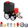 YQXCMR Kit Pressostato Compressore Aria 220V con 2 manometri e Regolatore di Pressione, Kit Accessori per Compressore Aria con Raccords Rapidi, per Officina e Fai da Te