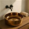 Norbe | TEIDE | Lavabo 40 cm diam. in Ceramica tondo | Lavandino Bagno Forma Rotonda diametro 40 cm x 40 cm (Bronzo)