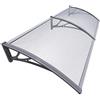 VOUNOT® Pensilina Tettoia per Porta Balcone Esterno 200x80 cm, Tetto Policarbonato Alveolare Trasparente, Grigio