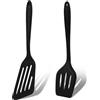 Vicloon Spatole da Cucina, Set di 2 Spatole in Silicone per Uso Alimentare, Paletta Forata Antiaderente per Cucina, Utensili da Cucina Resistenti al Calore Antiaderenti da Cucina Spatola (Nero)