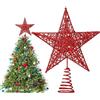 HONGECB Stella Superiore per Albero di Natale, Puntale Scintillante, Topper Decorativo, 20x25 Cm, Rosso