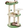 Yaheetech Albero Tiragraffi per Gatti in Sisal Cuccia per Gattini Gioco Gatto con Ciotola Altezza 90cm Verde Militare e Beige