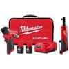 Milwaukee M12 FUEL 12V Lithium-Ion senza fili 3/8'' cricchetto e 1/4'' Kit di avvitatore a percussione (2 strumenti) con batterie, caricatore e borsa