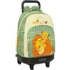 safta Mufasa - Zaino grande con ruote, compatto, rimovibile, ideale per bambini di diverse età, comodo e versatile, qualità e resistenza, 33 x 22 x 45 cm, colore: verde/beige, Verde/Beige, Estándar,
