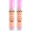 NYX Professional Makeup Bare With Me Siero Correttore Viso e Corpo 2in1 Idratante con Centella Asiatica e Tè Verde per Pelle Secca Occhiaie e Rossori Tonalità 02.5 Medium Vanilla - 2 Flaconi da 9,6ml