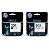 HP Cartucce d'inchiostro 305 nera e tricolore, confezione multipla, 3YM61AE, 3YM60AE