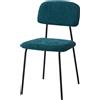 - Sedia Brenda in tessuto verde ottanio 45x44x82 cm