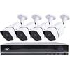 PNI Kit di videosorveglianza AHD PNI House PTZ1300 Full HD - NVR e 4 telecamere da esterno 2MP full HD 1080P
