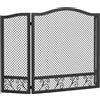 HOMCOM Parascintille Camino Pieghevole a 3 Pannelli in Metallo Verniciato, Pronto all'Uso, 107x1x60 cm, Nero | Aosom Italy