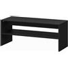 HOMCOM Tavolino da Caffè Moderno in Legno a 2 Livelli con Ripiano Aperto, 100x40x41.5 cm, Nero | Aosom Italy