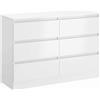 HOMCOM Cassettiera 6 Cassetti per Camera e Soggiorno, 100 x 35 x 69 cm | Aosom Italy