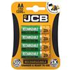 JCB - Batterie ricaricabili AA 1200MAH - Batterie alcaline, costruite per durare - Batterie ricaricabili AA Confezione da 4 - Batterie ricaricabili AA, x 500 cariche