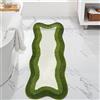HAOCOO Tappeto da bagno Runner 45,7 x 119,4 cm, antiscivolo, morbido, verde, forma irregolare, lavabile, assorbente, lungo, tappeto da bagno estetico, per camera da letto, vasca da bagno, lavandino
