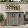 Dmora - Armadio da esterno Gesves, Mobile balcone multiuso, Armadietto outdoor 3 ante, 100% Made in Italy, 102x37h84 cm, Grigio e Nero, Finitura quadri
