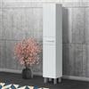 Dmora - Mobile colonna Wilmington, Pensile bagno con 2 ante e 1 cassetto, Armadio alto, 35x31h182 cm, Bianco lucido