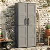 Dmora - Armadio da esterno Geel, Mobile porta scope multiuso, Armadietto outdoor 2 ante, 100% Made in Italy, Finitura quadri, 68x37h163 cm, Grigio e Nero