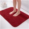 PUFFMAT Tappeto da bagno in microfibra 60 x 40 cm Rosso brillante, tappetino da bagno assorbente con pelo soffice e morbido e retro in TPR, tappetino da bagno compatto lavabile in lavatrice per doccia