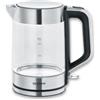 SEVERIN WK 3420 Bollitore per acqua 2200 W in vetro e acciaio inossidabile, Teiera elettrica con capacità massima di 1,7 litri, Bollitore acqua elettrico con filtro estraibile