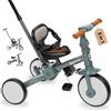 Interbaby Triciclo Evolutivo 5 in 1 Bambini Maniglione 1-5 Anni (Grigio) | Trasformabile senza Attrezzi, Sella e Manubrio Regolabili | Cintura EN71 | Bici senza Pedali