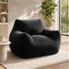 Calivra Pouf per adulti con imbottitura, poltrona in velluto con schienale, grande poltrona per videogiochi e sedia da terra per soggiorno, camera da letto e camera per ragazzi, 80 x 73 x 80 cm, colore nero