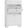 HOMCOM Scarpiera Salvaspazio Slim con Cassetto 60x23.5x98.5 cm Bianco | 2 Ante a Ribalta, Ripiani Regolabili, Maniglia, Porta Scarpe per 8 Paia, Scarpiera Ingresso, per Ingresso Corridoio