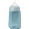 Suavinex, biberon in silicone da 240 ml, con tettrella in silicone SX Pro simmetrica, con valvola anticolica, biberon a flusso medio (M). Per bambini +3 mesi. Linea Colour essence. Acqua