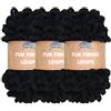 BambooMN JubileeYarn Fun Finger Loops - Filato in poliestere Jumbo Weight Loop - 100 g/matassa - nero - 3 matasse