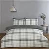 Rapport Home Harris - Set di biancheria da letto singolo in microfibra, motivo a quadri, 180 fili, reversibile, colore: grigio