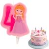 dekora - Candelina Compleanno Principessa Nº4, 7 cm per Torte | Candeline compleanno particolari in cera di paraffina senza profumo, adatte al contatto alimentare