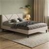 Dmora - Letto piazza e mezza Zeffirio, Sommier per camera da letto, Giroletto per stanza, Struttura porta materasso, Adatto a materasso Cm 120x190, Beige