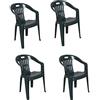 Dmora - Sedia da Esterno Velletri, Seduta da Giardino, Sedia per Tavolo da Pranzo, Poltrona Outdoor, 100% Made in Italy, Set da 4, Cm 56x55h78, Verde