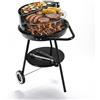 Relaxdays Barbecue a carbonella con rotelle, Ø 47 cm, Nero | Giardino e parco, paravento, ripiano, griglia scaldavivande