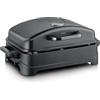 Severin Barbecue da tavolo elettrico per balcone, 2300 W, tempo di riscaldamento 10 minuti, rivestimento in ceramica, max 230 °C, con coperchio, termometro, superficie grill 45 x 30 cm, nero opaco, PG