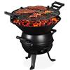 Relaxdays Grill, in Ghisa e Acciaio, Regolabile in Altezza, Portatile, Barbecue, Graticola di Cottura, Ø: 35 cm, Nero