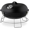 Relaxdays Barbecue a Sfera, Portatile, con Coperchio, Ampia Superficie di Cottura, Carbonella in Legno, Ø36cm, Nero
